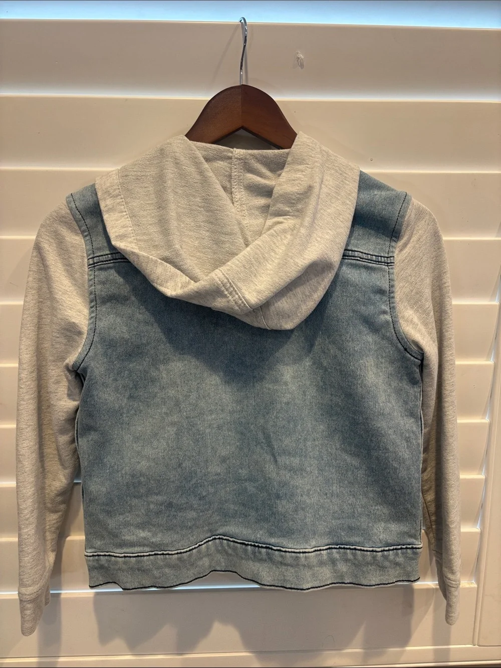 art class Boys Light Blue Denim Jacket with Gray Hood. Great condition. Size Med